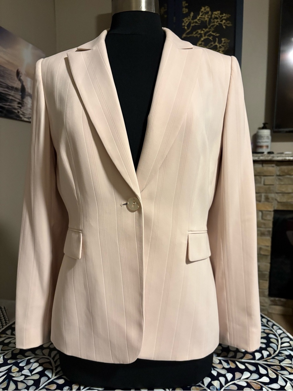 Blush Pink Single-Button Tailored Blazer